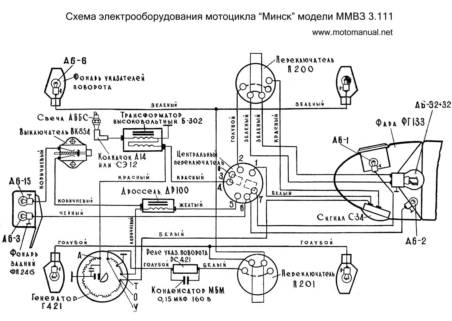 Электрическая схема Мотоцикла Минск 12 вольт - Мотоциклы